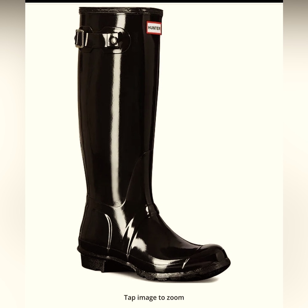 •NEW•HUNTER•BOOTS•GLOSS•BLACK•SIZE•6•
